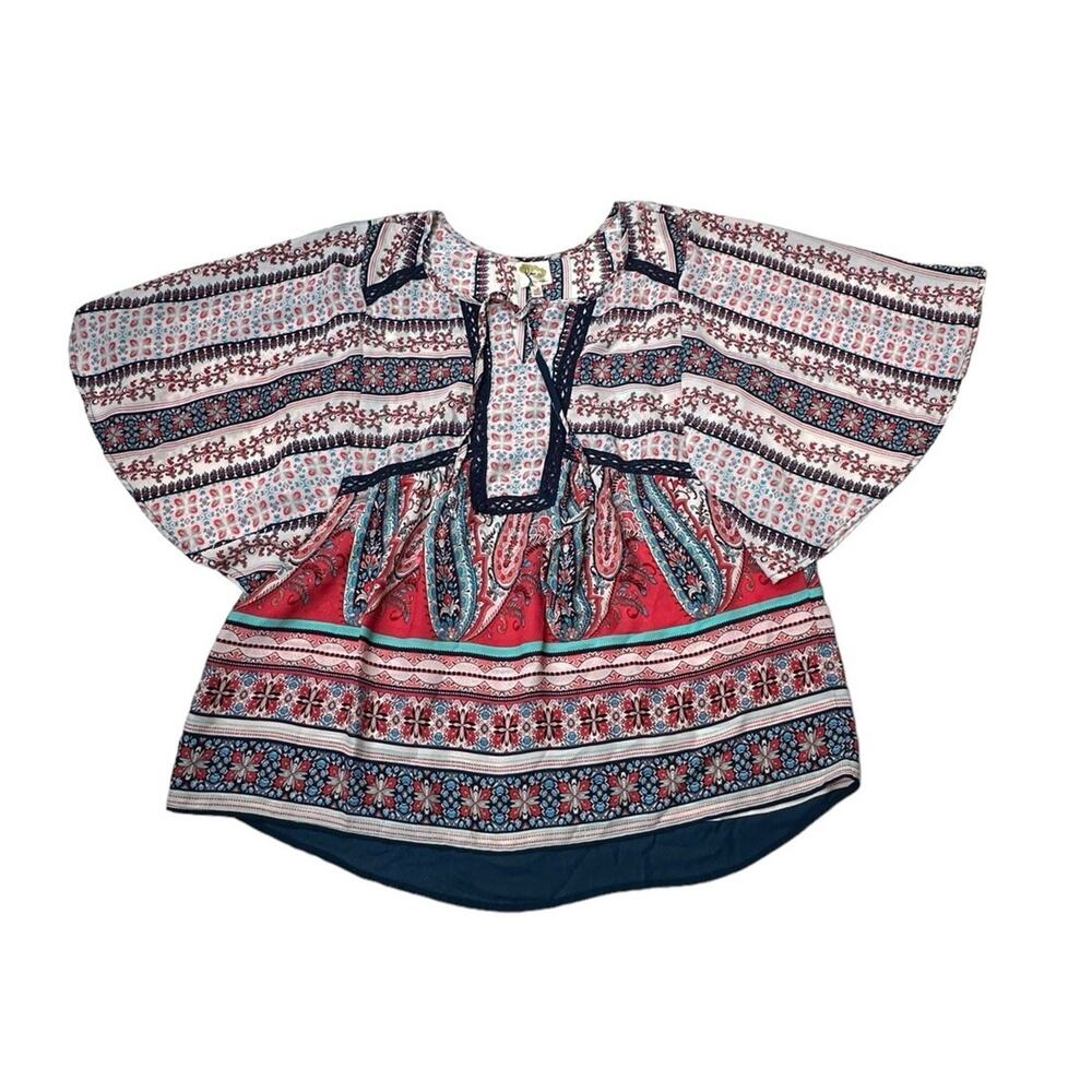 Anthropologie Fig & Flower Peasant XL Blouse Boho TOP Floral Paisley